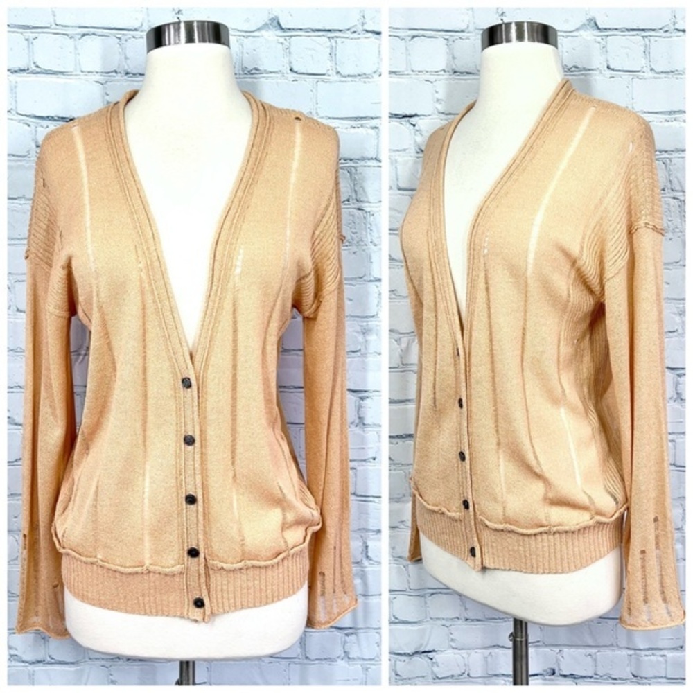 •NWT🤩 |•HEM & THREAD•| Peach Decorative Pin Stripe Knit Cardigan